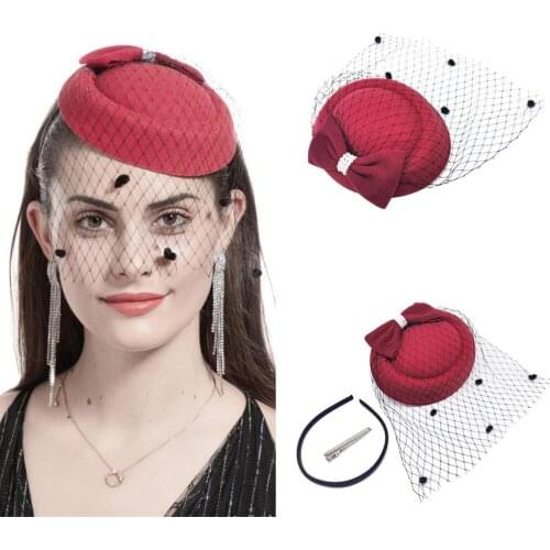 Bride Hat Hair Accessories Retro Short Hair Feather Flower Veil Cheongsam Show Banquet Head Accessories Hat Yarn Decor