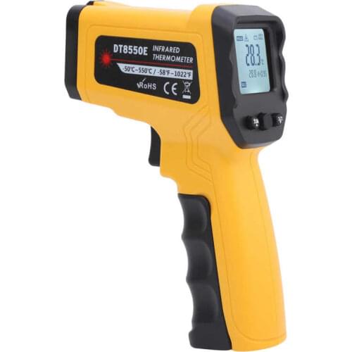 DT8550E Non-Contact Infrared Thermometer Temp IR Meter Digital Temperature Meter with LCD Display Screen Backlight Function