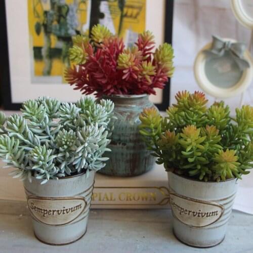 Big Size 6 forks Artificial Fower Succulent Lotus Landscape Decorative Green Succulents Plant Garden Home office Decoration