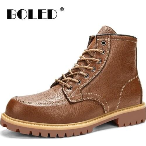 Hademade Genuine Leather Boots Men Super Quality Casual Working Boots Shoes Outdoor Lace Up Ankle Boots