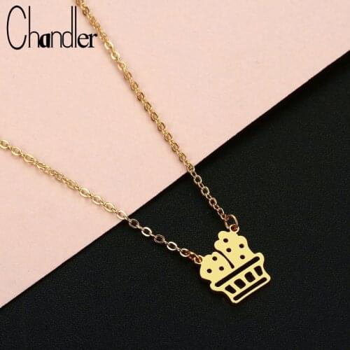 Chandler Boho Stainless Steel Ice cream Necklace & Pendant Dessert Charm Rose Gold Silver Plated Food Cool Fashion Jewelry