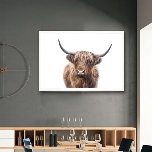 Black and white highlandCows Animals Abstract Oil Painting Canvas Prints for Wall Art Picture for Bedroom Living room Home Decor
