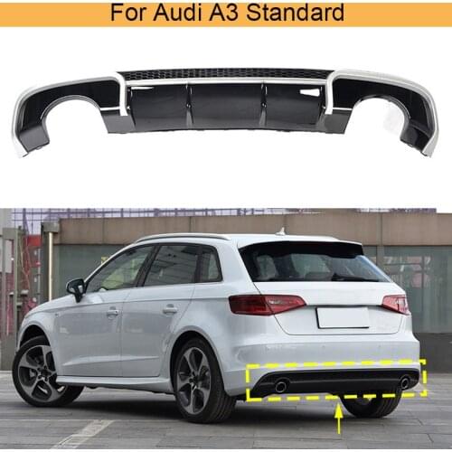Black FRP Car Racing Rear Diffuser Lip Spoiler for Audi A3 Standard Sedan Hatchback 2014-2016 4 Door 8V Non Sline Four outlet