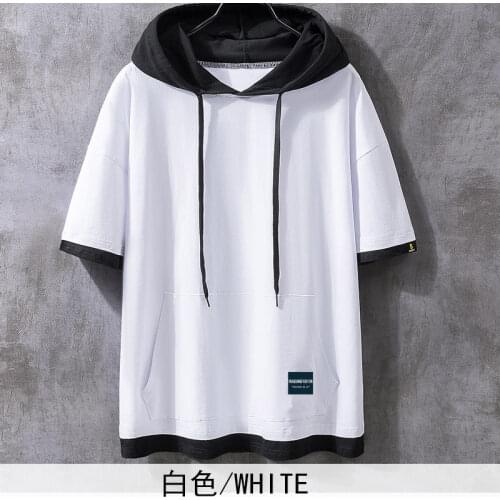 Men Summer Half Sleeve T-shirt Casual Cotton Male Sport Loose Patchwork T-shirt Hoody Men High Street Men T-shirt