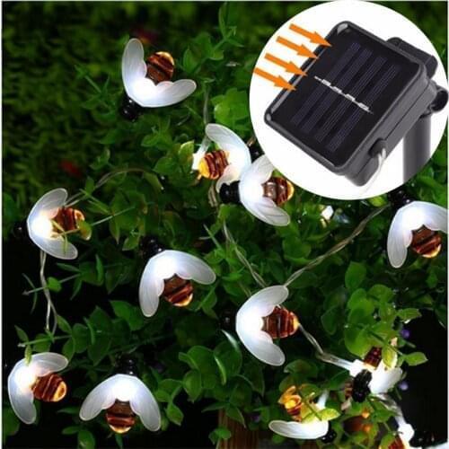 Lawn solar light string fairy light LED Bee modeling light warm fairy light string outdoor party garden decoration 10m 100leds