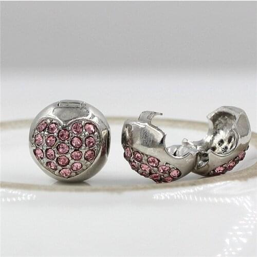 GO MAX DGW Pink Color Shining Path, Clear Heart&star shape Rhinestone Clip Charms fit Bracelets & Bangles Women Fashion Jewelry