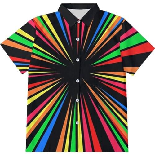 IFPD EU Size Button Shirt Women Unisex 3D Print Colored Radial Lines Shirts Hip Hop Oversized Casual Attire Ladies Drop Shipping