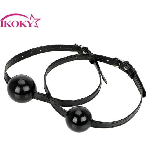 IKOKY SM Slave Oral Fixation Stuffed Leather Silicone Ball Gag Adult Game Flirting Open Mouth Gag Cosplay Sex Toys for Couple