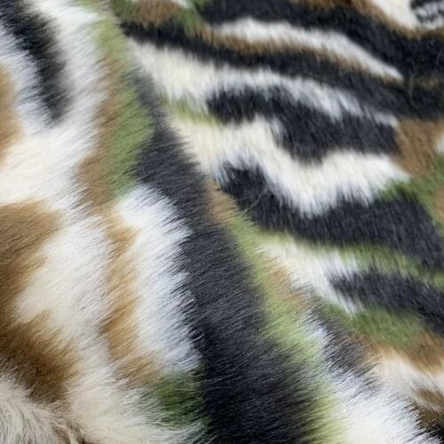 Faux Fur High Weight Fabric Long Pile Immitation Fabric Camo Pattern Clothing Shawl Vest Toy Collar Faux Fur Material