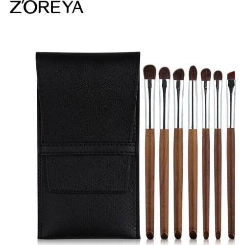 ZOREYA Eye Makeup Brushes 7pcs Natural Pony Hair Eyeshadow Brush Set With PU Leather Bag