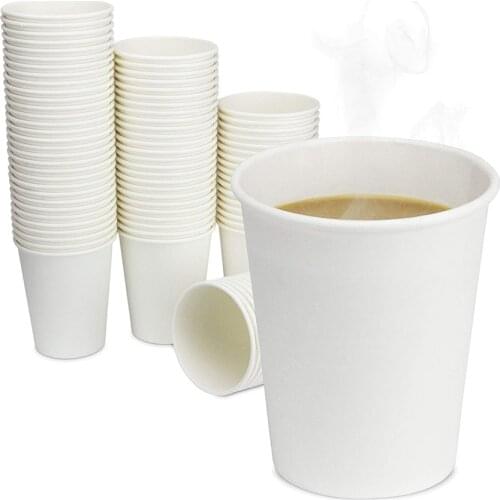 MONGKA 9 Oz Disposable White Paper Coffee Cups, Hot and Cold Beverage Cup For Espresso, Cortado, Latte,Tea