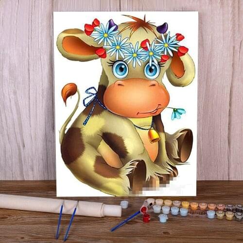 Animal Cow DIY Paint By Numbers Complete Kit Acrylic Paints 40*50 Paiting By Numbers Home Decor For Handiwork