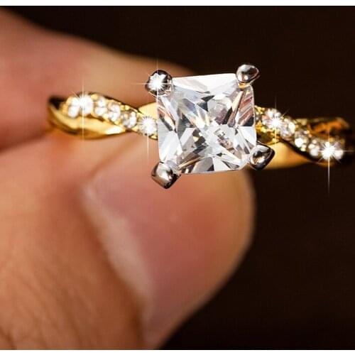 New Fashion Twist Rope Wedding Rings For Women Cubic Zircon Bridal Ring Lady Elegant Engagement Rings jewerly Gift