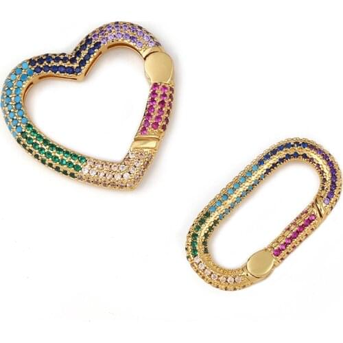 OCESRIO Rainbow DIY Pendant Oval Carabiner Heart Screw Clasps Decoration For Mesh Chains Gothic Jewelry Making Supplies cspa005