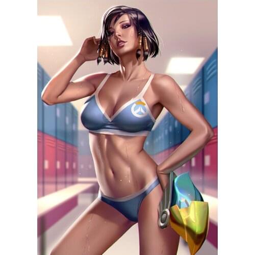 Print Game Overwatch Pharaohs Eagle Sexy Girl Art Canvas Poster Custom Painting 16x24 24x36 Inch Bedroom Home Wall Picture