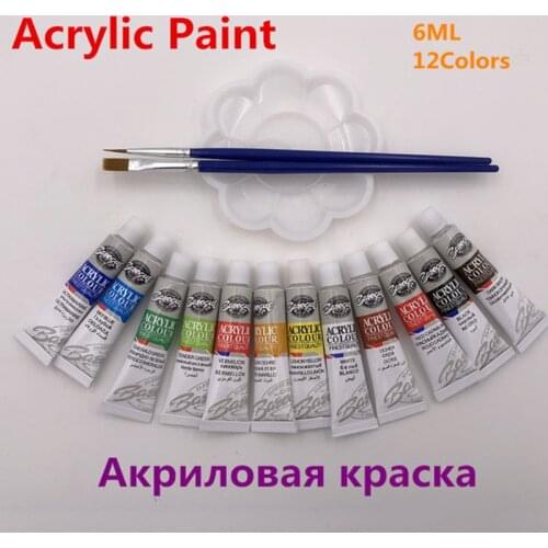 Profession Acrylic Paints Tube Set Nail Art Painting Drawing Tool For The Artists 12 Colors Offer Paint Brushes And Palette