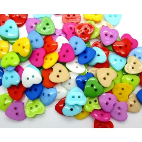 100Pcs Mixed Heart Acrylic Sewing Buttons For Cloth Flatback Cabochon Scrapbooking Crafts Knopf Bouton Decor Diy Accessories