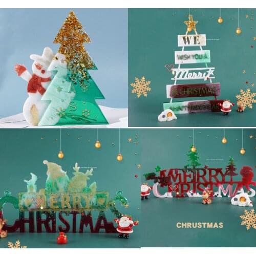 Christmas letter snowman tree Silicone Mold Pendants DIY mold Epoxy Resin UV Resin Jewelry Making Decorative art Craft Ornaments