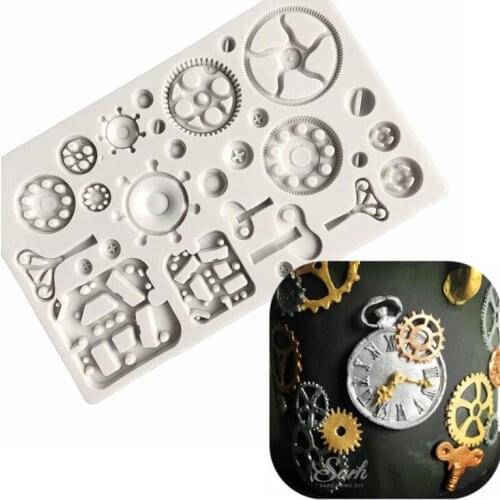 Silicone mold fondant gear Mechanical Screw Gear Cake Border Fondant Cake Molds for Kitchen Baking cake Decoration Tool