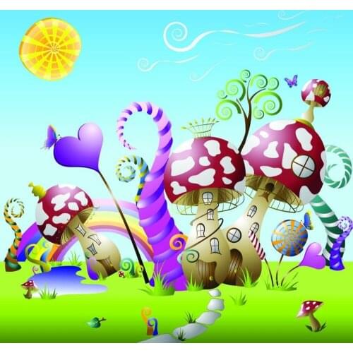 Fairy Tale 5*7ft Mushroom Hourse in Forest Newborn Baby Photo Backdrops Background Studio Custom Background for Kids Photos