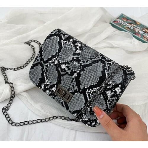 Snake Print Shoulder Messenger Bag Luxury Handbags Women Bags Designer Serpentine Small Square Crossbody Bags Wild Girls