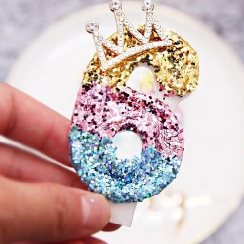 Birthday Party Number Candles Glitter Gold Pink Crown Candle for Kids Girls Boys Birthday Party Cake Topper Insert Decorations