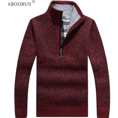 ABOORUN Mens Casual Sweaters Cotton Fleece Pullover Sweaters Autumn Winter Knitwear for Male