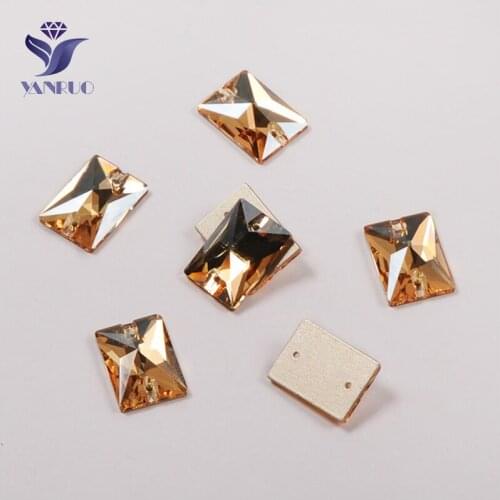 YANRUO 3250 All Sizes GSHA Rectangle Flatback Sew On Crystal Rhinestone Sewing Beads Strass For Clothing Accessories