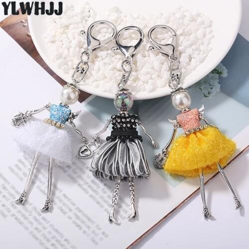 YLWHJJ brand 2020 new bag keychain for women doll key ring cute car pendant key chain Angel pretty girls hot fashion jewelry