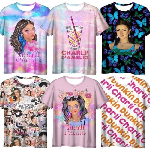 Women Charli Damelio 3D Print T Shirts for Unisex Adult Cartoon Tshirts Summer Men Anime T-shirts Short Sleeve Tee Tops Camiseta