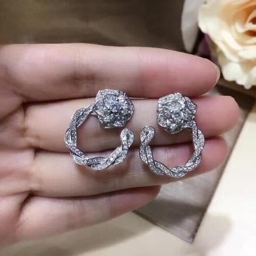 New Hot Pure 925 Sterling Silver Jewelry For Women Flower Earrings Design Wedding Party Earrings