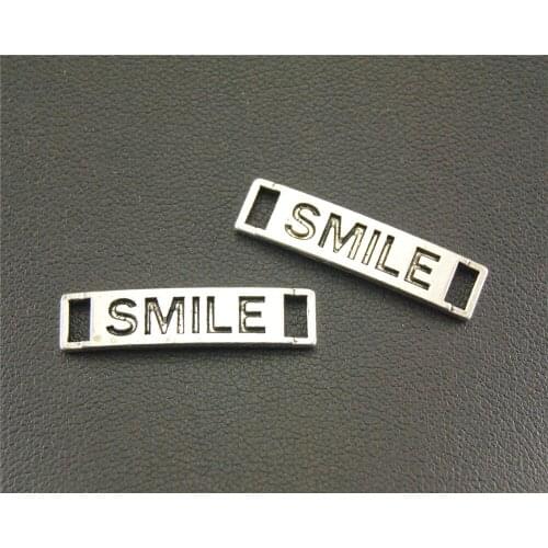 10pcs Silver Color SMILE Charm metal charms for jewelry making 7X28mm A494