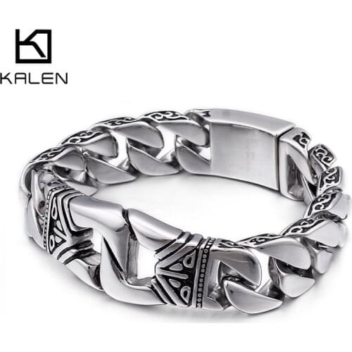 18mm Chunky Cuban Boxing Handcuff Bracelet Men 316 Stainless Steel Male Heavy Jewelry