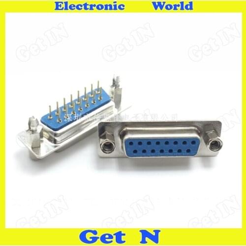 20pcs 15 Pin DP15 Serial Female Plug DB15 Gilded Straight Leg Female Socket High-quality Gold Lock riveting Socket With
