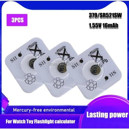 3PCS 100% Original FOR SEIZAIKEN 379 SR521SW AG0 D379 SR63 V379 1.55V Silver oxide Button Coin Cell Batteries MADE IN JAPANN