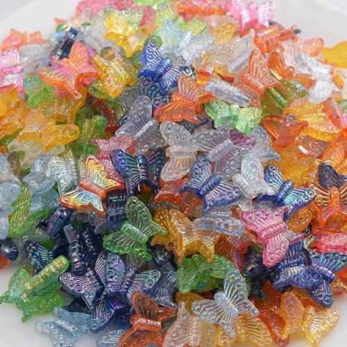 30-150Pcs/pack Cute Transparent Butterfly Shape Acrylic Spacer Loose Beads For Handmade Making Jewelry DIY Bracelet Accessories