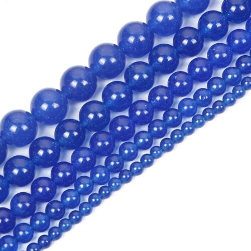 4-12mm Natural Stone Beads Round Smooth Dark Blue Stone Loose Beads For Jewelry Making DIY Charm Bracelet Necklace Handmade