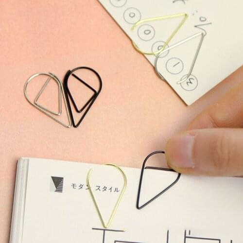 50 Pieces Metal Material Drop Shape Paper Clips Gold Silver Color Kawaii Cute Bookmark Clip Office School Stationery