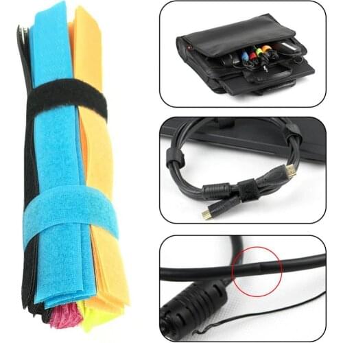Bluelans 50Pcs Reusable Nylon Magic Tape Cable Tie Fasten Straps Wire Holder Organizer