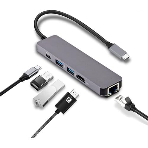 USB-C HUB Type C HUB to HDMI USB 3.0 RJ45 PD 3.0 Adapter for MacBook Pro Samsung Galaxy S9/S8 Huawei P20 Pro Type C USB 3.0 HUB