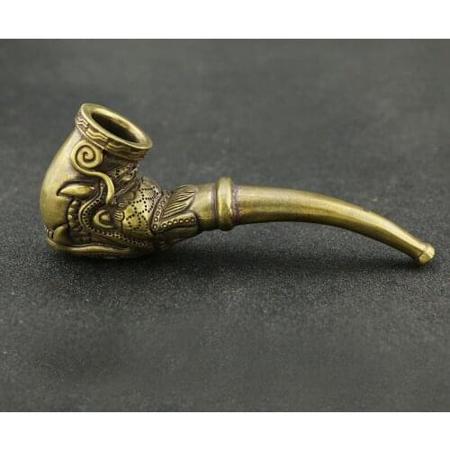Antique Playing Copper Faucet Cigarette Holder Ornaments Pipe Brass Sculpture Castings Portable Smoking Gun Crafts Collection