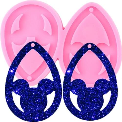 Shiny Glossy Mouse Head Water Drop Shape Epoxy Resin Craft Keychain Silicone Mold Polymer Clay Pendant Moulds