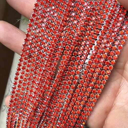 Feilang 2 Yards/lot Hyacinth Rhinestone Strass Chain 1.5/2/2.5/2.8/3mm for Colthing Decoration DIY Craft