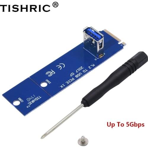 TISHRIC NGFF M.2 To USB 3.0 Transfer Card Up To 5Gbps M2 M Key To USB3.0 Adapter With PCI-E 16X Riser Card For BTC Miner Mining