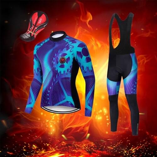 Mens Winter Cycling Jersey Warm Set 2021 Thermal Fleece Bike Clothes Sport Male Uniform MTB Bicycle Clothing Mallot Suit Dress