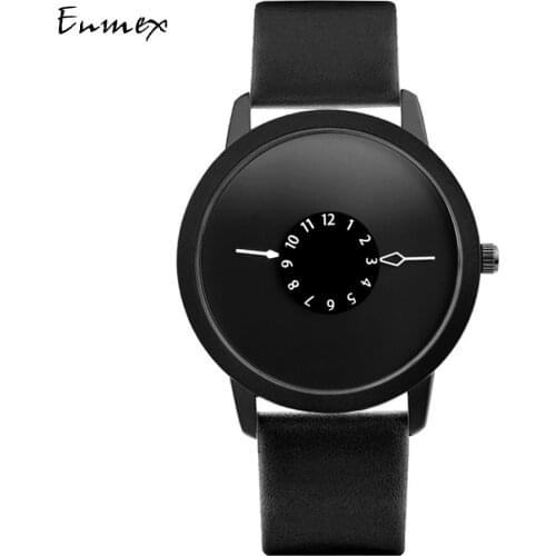 2019 men gift Enmex brief design creative black face unique design for young fashion unique design clock quartz watches