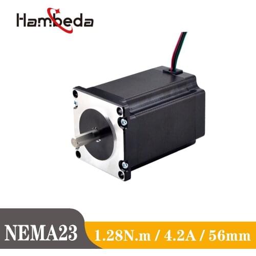 Nema23 1.28N.m 1.8Degree 4.2A 1.68V 56mm 2 Phase 4-Lead Stepper Motor Motor CNC Milling Machine 3D Printer