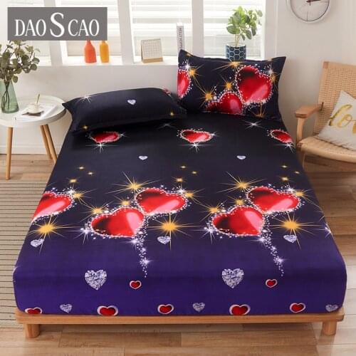 1pcs 100% polyester printing bed mattress set with four corners and elastic band sheets hot sale (pillowcases need order)