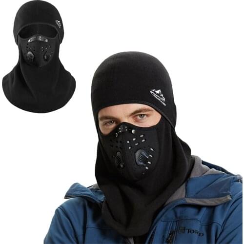 Autumn Winter Lengthened Warm Hood Face Mask Outdoor Black Thick Fleece Anti-fog Windproof Mask with Neck Guard