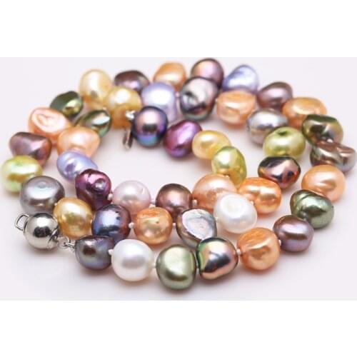 Hot sell 8-10mm colorful baroque freshwater pearl necklace fashion jewelry